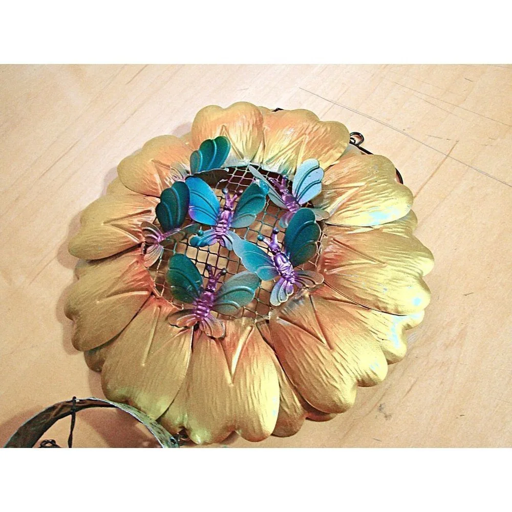 NEW True Living Outdoors Wind Chimes Multicolor Metal Floral Butterfly 26